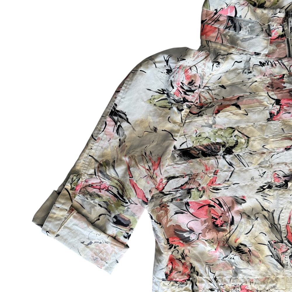 St John SoCa Jacket Silk Blend Floral Shacket Womens L Abstract Coastal - Picture 7 of 14